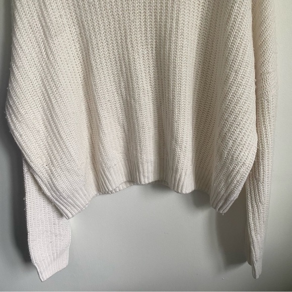 EN Thread Oversized Wool Alpaca Blend Mockneck Chunky Knit Sweater • Cream • XL - Picture 9 of 11